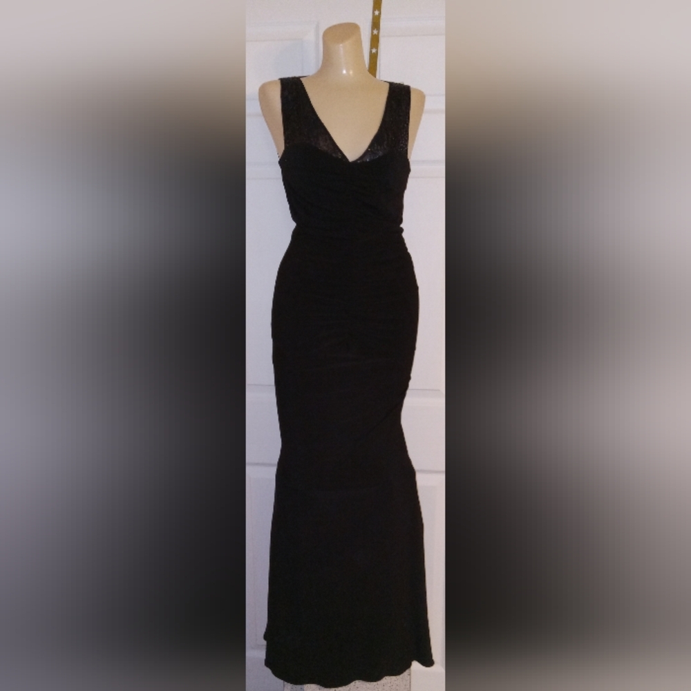 NWOT Size 4 "Morticia Addams" Style Elegant Black Evening Gown